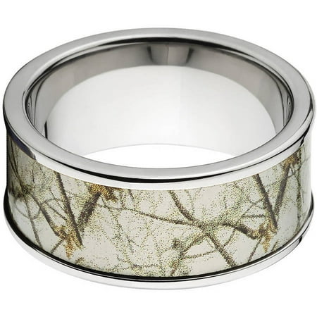 10mm Flat Titanium Ring with a RealTree Snow Camo Inlay
