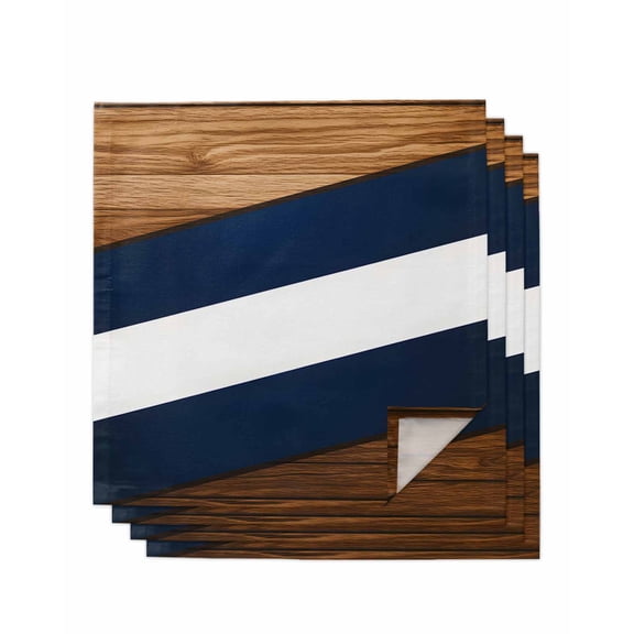 Navy Blue White Stripes Cloth Napkins Set of 4 Reusable Dinner Napkins, Farmhouse Striped Vintage Cocktail Napkin Washable Table Napkins for Wedding/Holiday Party/Baby Shower 20"x20"