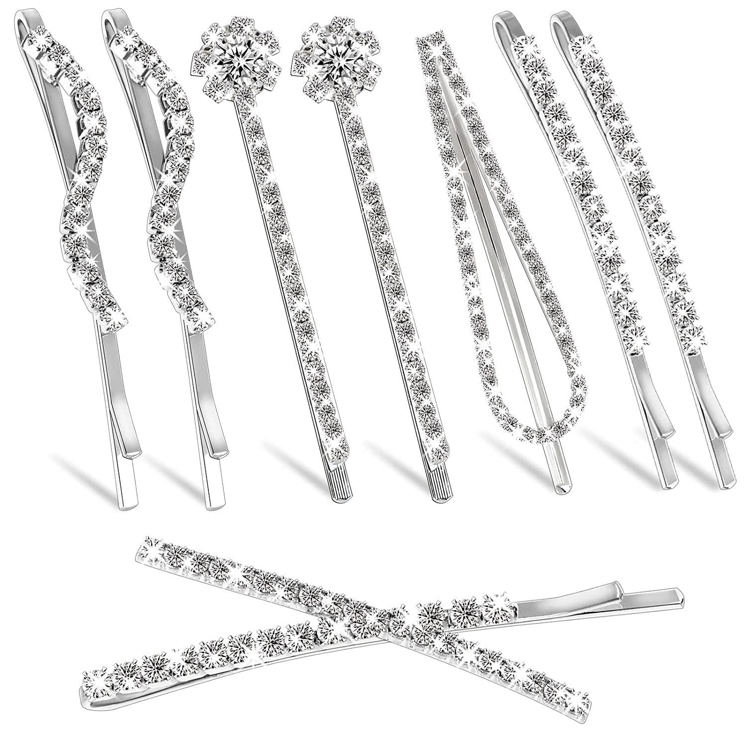 34 Pieces Clear Rhinestone Bobby Pin Metal Hair Clips Crystal Hair Pin