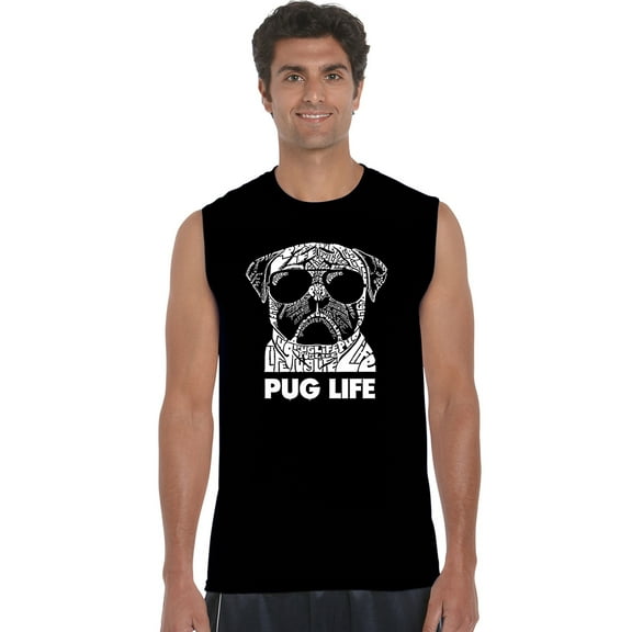 LA Pop Art Men's Word Art Sleeveless T-shirt - Pug Life