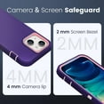 thumbnail image 2 of Compatible with iPhone 15 Case 6.1 Inch, iPhone 14 Case, Heavy Duty Defender 3-Layer Rugged Shockproof Drop Protective Cover Phone Cases Both for iPhone 13/14/15 (Purple/Pink), 2 of 14