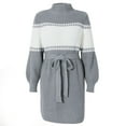 thumbnail image 6 of Womens High Neck Knit Sweater Dress Belt Sexy Casual Striped Mini Dresses Long Sleeve Comfy Stretchy Knitwear, 6 of 6