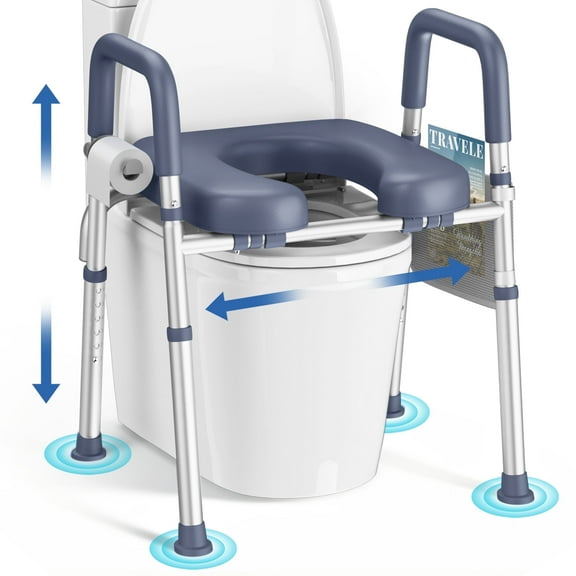 KEKOY Toilet Seat Riser for Seniors, Raised Toilet Seat with Handles, FSA HSA Eligible 400lb Elevated Toilet Risers, Tool-Free Assembly with Adjustable Height & Width