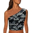 thumbnail image 1 of Leutsin Womens Print Tank Crop Tops Sleeveless One Shoulder Shirt Summer Charming Tees, 1 of 7