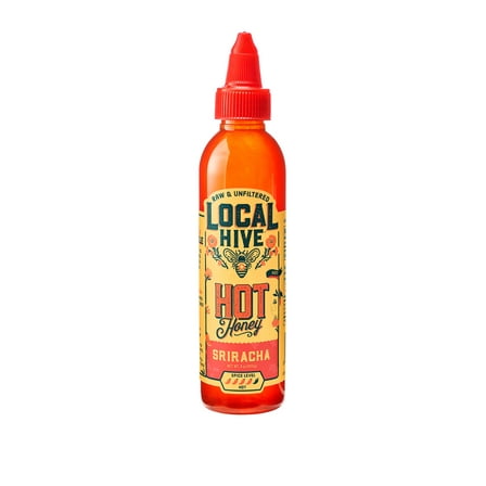 Local Hive, Sriracha Raw & Unfiltered Hot Honey, 9.0 oz Bottle