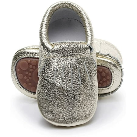 Leather Baby Moccasins Hard Soled Tassel Crib Toddler Shoes for Boys and Girls