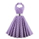 thumbnail image 1 of Vestido de mujer sin mangas con cuello redondo y estampado de lunares retro con cinturón de cintura alta y cuello halter sin espalda Fridja  hj2756, 1 of 3