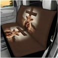 thumbnail image 3 of Yuyamidu Highland Cow Car Seat Covers Set of 14 Cross Steering Wheel Cover Seatbelt Pad Trash Can Brown Headrest Covers Car Armrest Cover Coasters Key Chain for SUV Sedan Van, 3 of 7