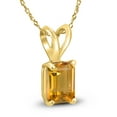 thumbnail image 2 of SZUL Women's 14K Yellow Gold 7x5MM Emerald Shaped Citrine Pendant, 2 of 5