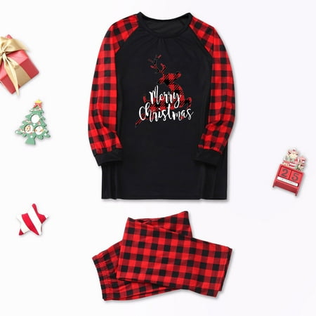 

Tfalo Christmas Pajamas For Family Parent-Child Warm Christmas Set Printed Home Wear Pajamas Two-Piece Mom Set