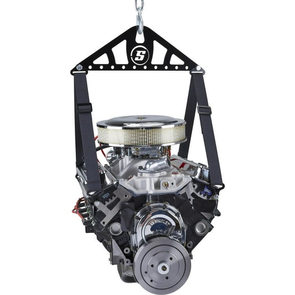 Speedway Motors Universal 4 Point Engine Lift Sling Kit - Steel Construction, 1200 lb Capacity, Adjustable Nylon Straps, Easy Installation, Black Powdercoated