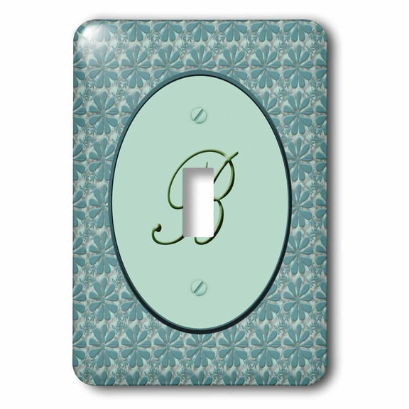 3dRose, Elegant letter B in a round frame surrounded by a floral pattern all in teal green monotones, single toggle switch