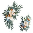 thumbnail image 3 of Tachiuwa 2Pcs Artificial Floral Swag Wedding Arch Flowers Green Leaves Rustic Silk Flowers Welcome Sign Decoration for Ceremony Window blue and orange, 3 of 10