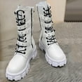 thumbnail image 5 of Bnwani Boots for Women Fashion Toe Thick Chunky Mid-Calf Casual Solid Boot White Size 6.5, 5 of 7