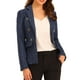 thumbnail image 1 of Chaqueta de mujer elegante a cuadros de Manga larga con solapa frontal abierta de tweed Allegra K Azul Oscuro XL, 1 of 6