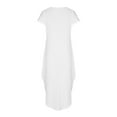 thumbnail image 5 of Usmixi Formal Dresses for Women Button Down Loose Pocket Side Slit Swing Beach Maxi Dress V-Neck Short Sleeve Solid Summer Long Dresses White XXL Clothes, 5 of 6