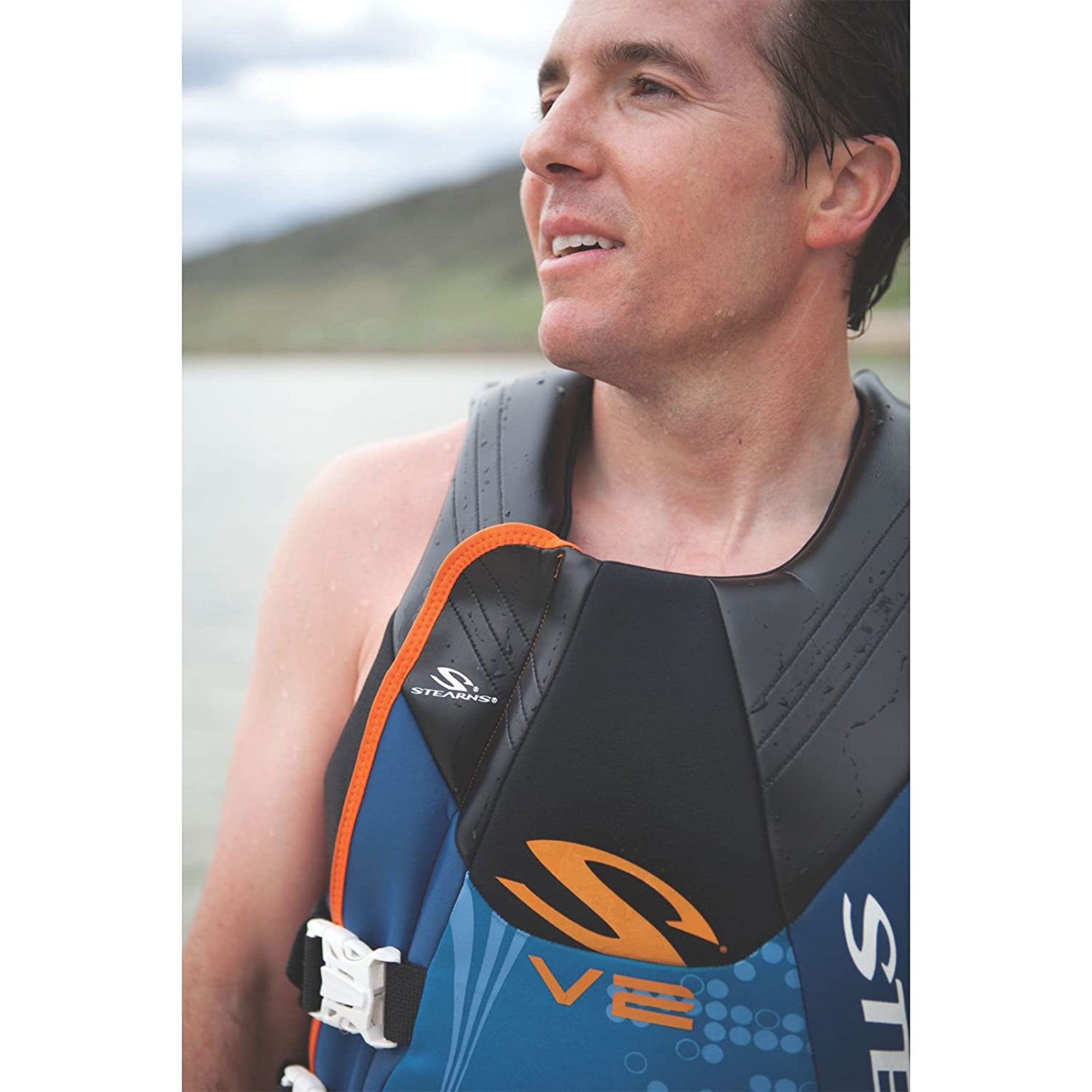 Coleman Stearns Men's 2XL V2 Series Neoprene V Flex Life Jacket Vest, Blue