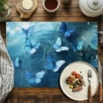 thumbnail image 4 of Coastal Placemats Set of 2, Vintage Butterfly Ocean Table Mats Washable Heat-Resistant Non-Slip Place Mats for Kitchen Dinner Table Indoor Outdoor Decor,13x19 Inch Blue, 4 of 9