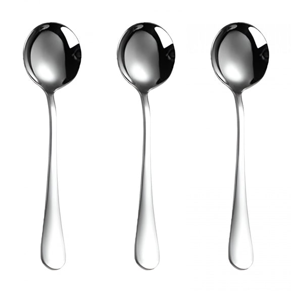 ACDANC Soup Spoons, 3-Piece Premium Soup Spoons Stainless Steel Large Round Spoons, Heavy-Weight Round Deep Bowl Spoons Set Flatware Set Soup Spoons
