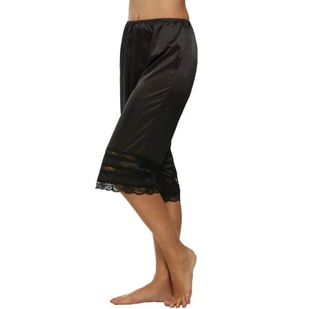 Bangyeer Women Slip Pettipants Satin Culotte Bloomers Under Skirt Lace Trim Underwear Under Shorts