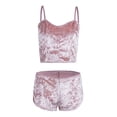 thumbnail image 2 of Women 2PCS Lingerie Set Slim Solid Sling Crop Top Short Elastic Band Pants, 2 of 7