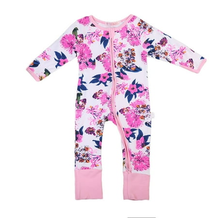 

Newborn Baby Girls Romper Spring/Autumn Floral Printed Long Sleeve Patchwork Long Jumpsuit