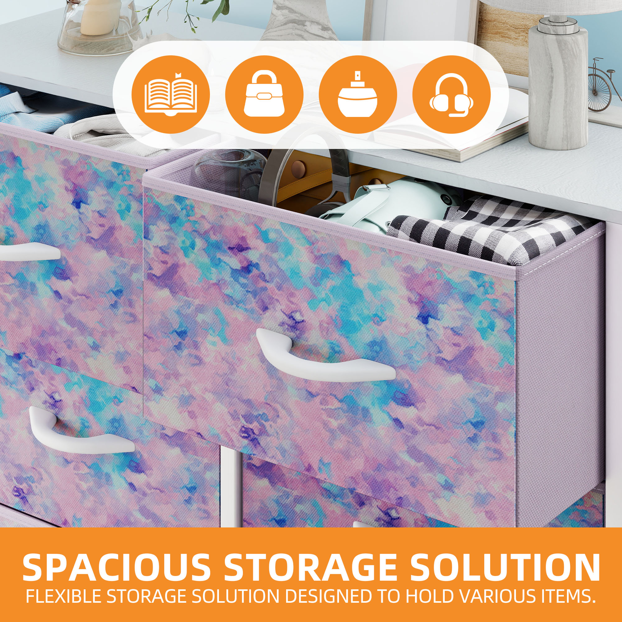 Uforic 8 Drawers Fabric Storage Dresser for , Closet, Living Room, Purple