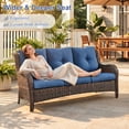 thumbnail image 4 of POCASSY 6 Pieces Outdoor Patio Furniture Sets with Swivel Rocker Patio Chairs, PE Wicker Patio Outdoor Conversation Set with Swivel Glider Chairs and 3-Seat Sofa, Ideal for Balcony, Deck, Backyard, 4 of 18