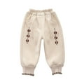 thumbnail image 2 of Esaierr Toddler Girls Fleece Lined Pants for Newborn Infant Long Pants Sweatpants Baby Winter Pants Comfortable Warm Casual Trousers for 6M-4Y, 2 of 5