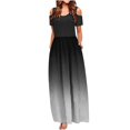 thumbnail image 1 of SMihono Robe Maxi Bohème d'Été pour Femmes Grande Taille Mode Décontractée Manches Courtes Épaules Dénudées Imprimé Col Rond Robe de Plage, 1 of 4