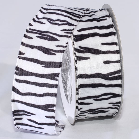 Black and White Zebra Print Wired Craft Ribbon 2" x 22 Yards