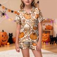 thumbnail image 2 of KPOPLK Girl's Halloween Pajamas Set Kids Girls Short Sleeve Button Down Shirt and Shorts Pjs 2Piece for 2-13Years,Size 6-7 Years, 2 of 5