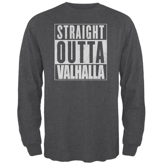 Straight Outta Valhalla Viking Valkyrie Mens Long Sleeve T Shirt Deep Heather X-LG