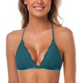 thumbnail image 1 of Brasier Triangular Bordado para Mujer, Cierre Frontal, sin Varillas, Ligeramente Forrado, Encaje verde azulado CH verde azulado CH Xishao ropa, 1 of 2