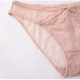 thumbnail image 4 of Lace Thong for Women, No Show Underwear, Breathable Comfort Panties Soft Mid-Rise Undies, Tanga, Beige, Large, 4 of 9