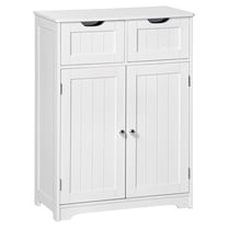 Freestanding Bathroom Storage Cabinet, Floor Cabinet with 2 Drawers, Adjustable Shelf, for Bathroom, Living Room or Entryway, White