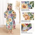 thumbnail image 4 of Dailycode Wearable Blanket Hoodie Oversized Sherpa Flannel Blankets with Pocket for 3-14 Year Old Vibrant Colorful Blooming Flowers, 4 of 7
