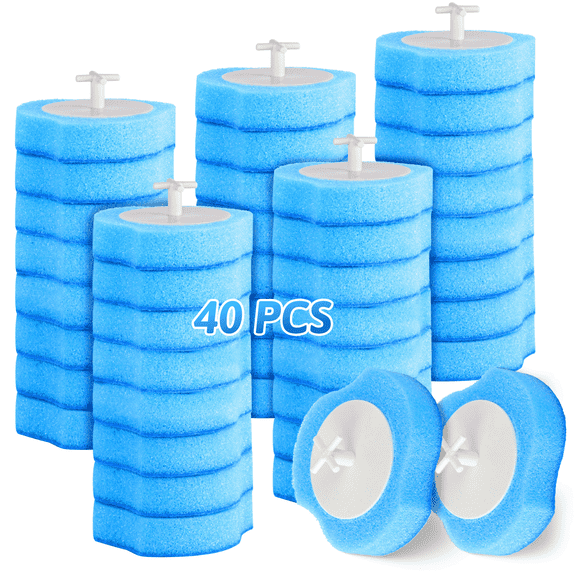 MYSPRI 40PCS Disposable Toilet Brush Refills Head for Toilets Bathroom Scrubber Cleaning