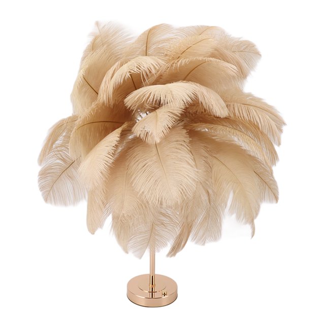 Feather Table Lamp, Touch Switch Dimmable Modern Ostrich Feather Lamp with 3 Color Temp & USB Port, Elegant Romantic Decorative Bedside Table Lamp for Bedroom, Living Room, Wedding