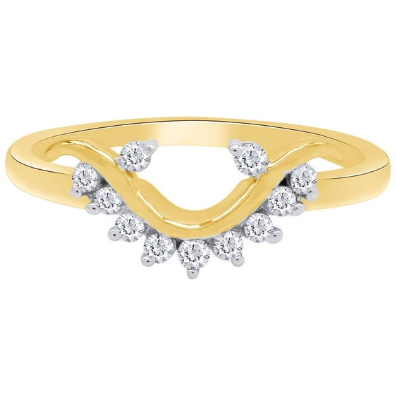 Round Shape White Cubic Zirconia One Side Enhancer Guard Ring 14K Yellow Gold Ring Size - 10