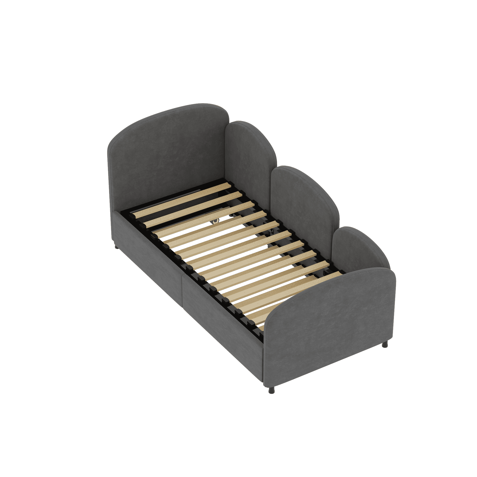 MAYEERTY Velvet Upholstered Daybed, Modern Sofa Bed Daybed Frame Twin Size Bed frames With An Another Bed frame Beige