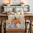 thumbnail image 2 of Fall Table Runner Thanksgiving Harvest Pumpkin Table Runners Autumn Maple Leaf Wheat Ears Sunflower Cotton Linen Dresser Scarf Kitchen Dining Table Decor for Fall Holiday Party Decor 13x72 Inch, 2 of 9