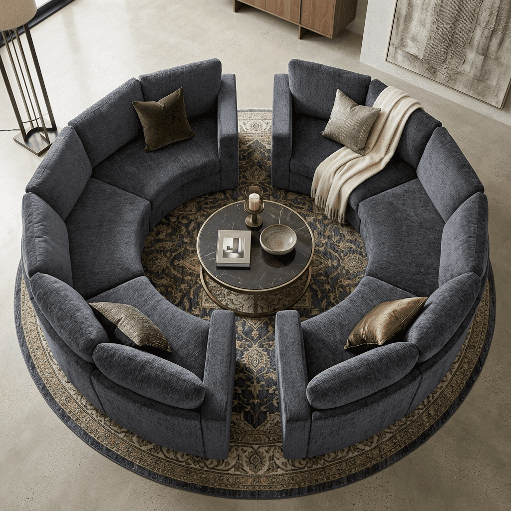 Wakefit Curved Modular Sectional Sofa,6-Seater Semi Circular Chenille Couch Set,Deep Seating Round Sofa with Soft Upholstery,Modern Conversation Sofa with Solid Pine Wood Frame for Living Room,Grey