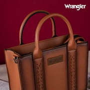 Wrangler Medium Tote Bag for Women Designer Satchel Handbags Top-handle Purses with Strap, Distressed-Brown
