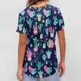 thumbnail image 6 of Junboys Scrubs for Women Short Sleeve - Cartoon Print V-Neck T-Shirt with Slits, Womens Scrub Tops with Patch Pockets, Cozy Fit Scrubs,Navy L, 6 of 6