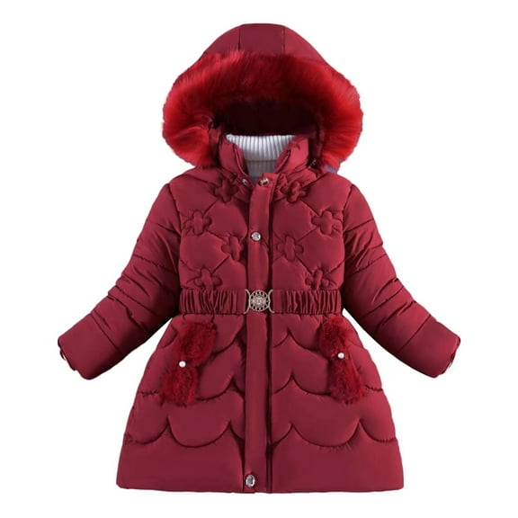 Girls Winter Coat Kids Puffer Coat with Pocket Zipper Hooded Coat Windproof Warm Winter Down Coat for Teen Girls 130-L