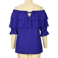 thumbnail image 5 of Honeeladyy Women's Sleeveless Summer Short Sleeve Off-The-Shoulder Sexy Casual Ruffles Tops Regular Solid Tops, 5 of 9