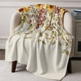 thumbnail image 6 of Farmhouse Fall Thanksgiving Throw Blankets, Yellow Sunflower Leaf Floral Soft Fleece Blanket Decorative for Home Sofa Couch Chair Living Bedroom, 50x60 inches, Beige, 6 of 8