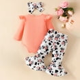 thumbnail image 4 of Baby Girl Fall Winter Clothes Newborn Infant Letter Holy Cow I'm CUTE Cow Print Long Sleeve Ruffle Romper Long Pants Headband Clothing Sets for 0 3 6 9 12 18 Months Baby Girl Outfit, 4 of 7