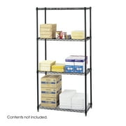 Safco Commercial Wire Shelving, Four-Shelf, 36w x 18d x 72h, Black